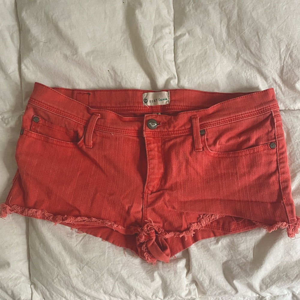 Roxy Coral Red Denim Shorts